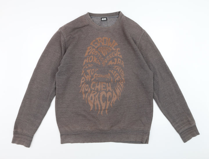 Star Wars Men's Brown Chewbacca Crew Neck Sweatshirt Size L