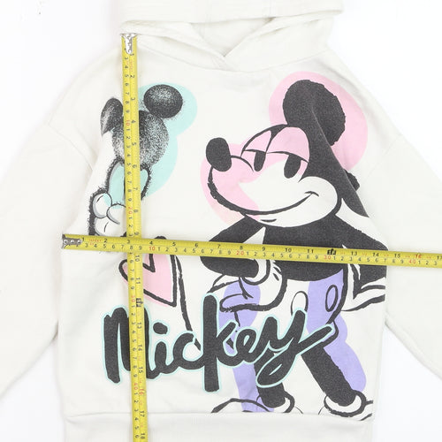 Disney Girls White Mickey Mouse Graphic Pullover Hoodie 8-9 Years