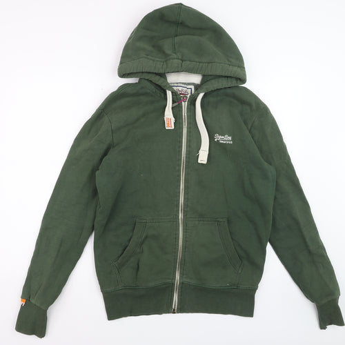 Superdry Men's Green Full Zip Hoodie Size M Classic Style