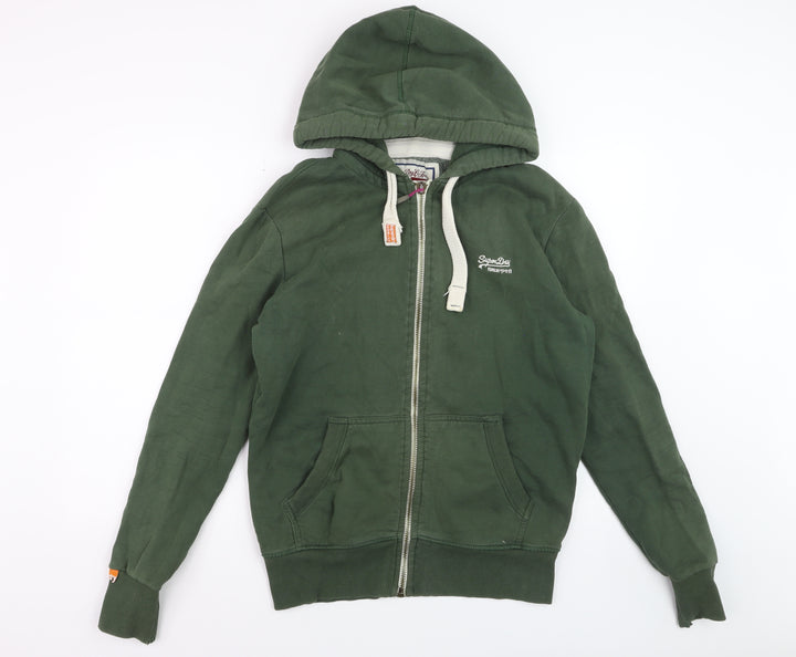 Superdry Men's Green Full Zip Hoodie Size M Classic Style
