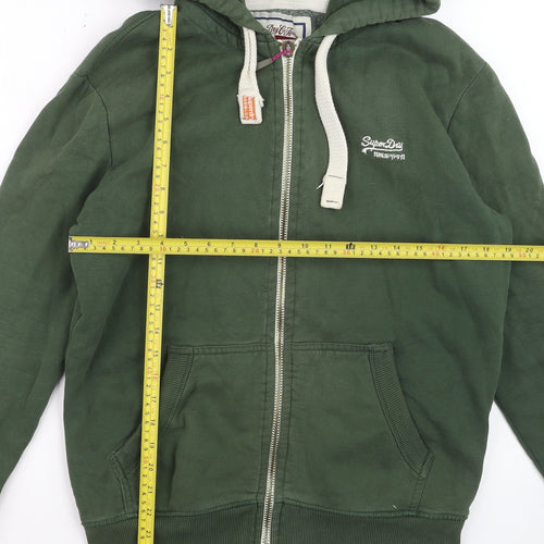 Superdry Men's Green Full Zip Hoodie Size M Classic Style