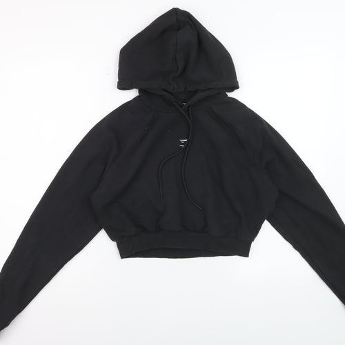 Gymshark Womens Black Cropped Pullover Hoodie Size M Cotton Blend