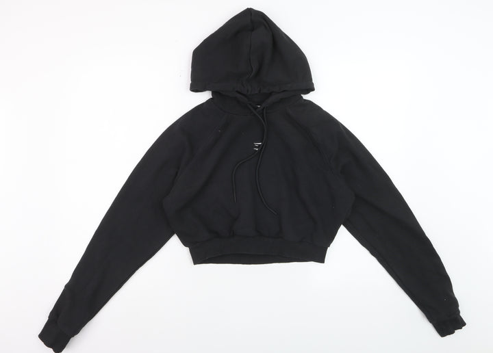 Gymshark Womens Black Cropped Pullover Hoodie Size M Cotton Blend