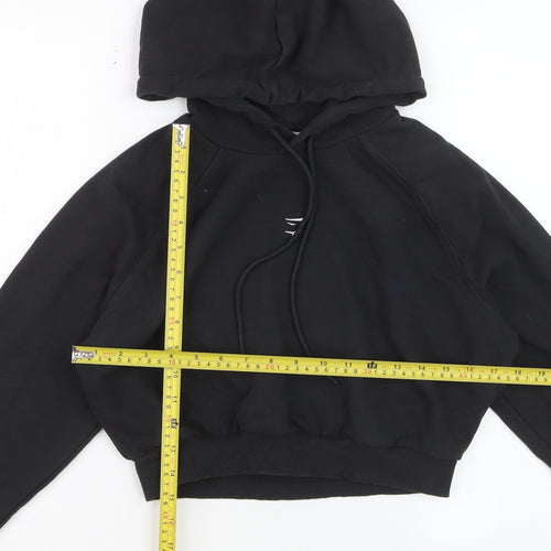 Gymshark Womens Black Cropped Pullover Hoodie Size M Cotton Blend