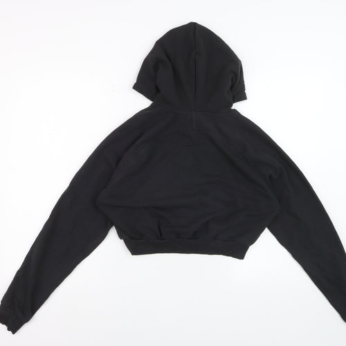 Gymshark Womens Black Cropped Pullover Hoodie Size M Cotton Blend