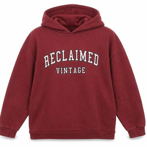 Reclaimed Vintage Women's Burgundy Pullover Hoodie UK 6 Cotton Blend