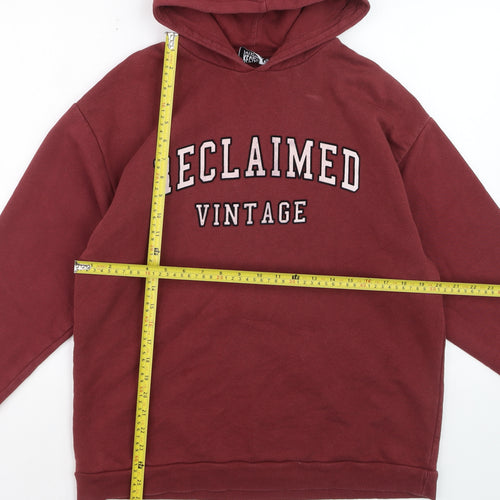 Reclaimed Vintage Women's Burgundy Pullover Hoodie UK 6 Cotton Blend