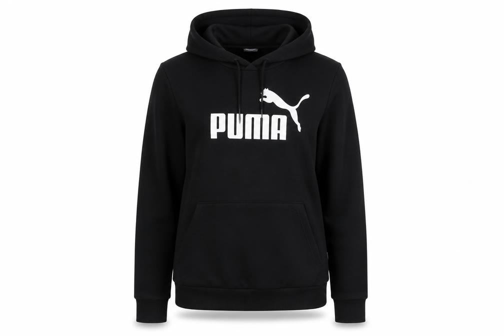 Front view of Puma women’s black hoodie uk 12 pullover hooded sweatshirt