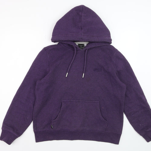 Superdry Women's Purple Pullover Hoodie UK 14 Cotton Blend