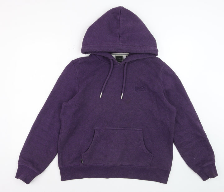 Superdry Women's Purple Pullover Hoodie UK 14 Cotton Blend