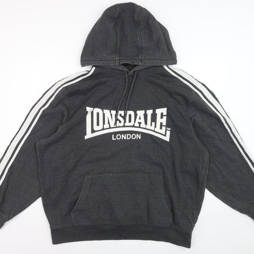 Lonsdale Men's Black 3XL Pullover Hoodie with Logo Print
