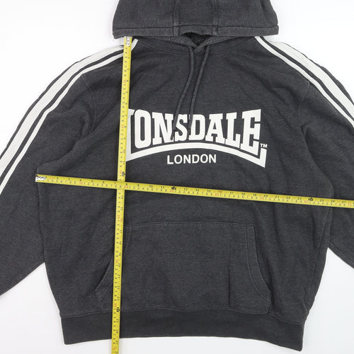 Lonsdale Men's Black 3XL Pullover Hoodie with Logo Print