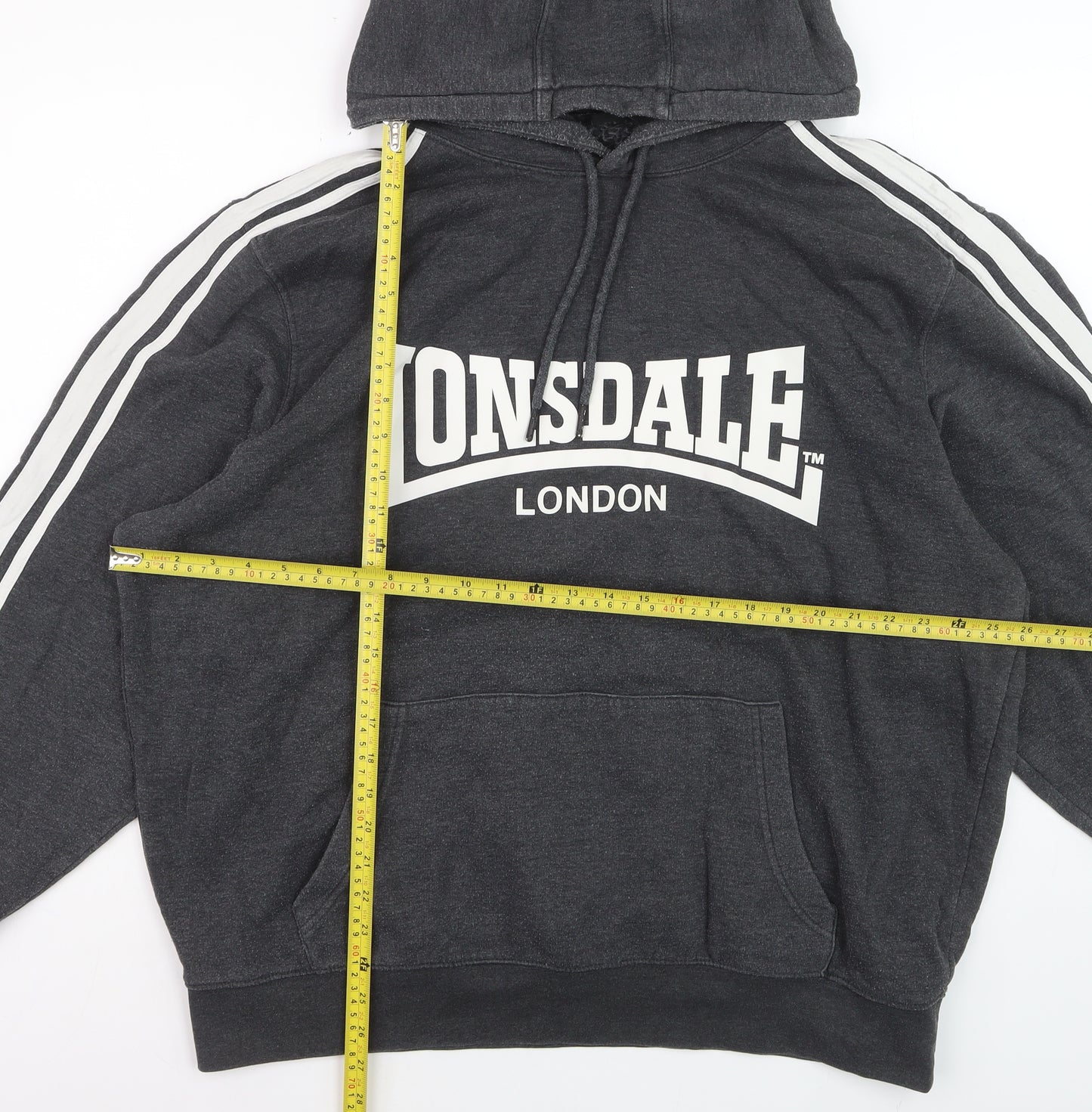 Lonsdale Men's Black 3XL Pullover Hoodie with Logo Print