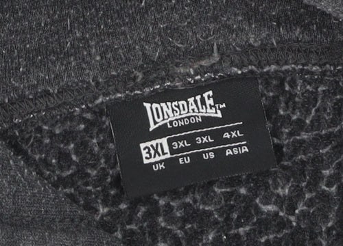 Lonsdale Men's Black 3XL Pullover Hoodie with Logo Print