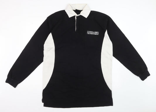 Guinness Men’s Black White Long Sleeve Rugby Polo Shirt XL Cotton