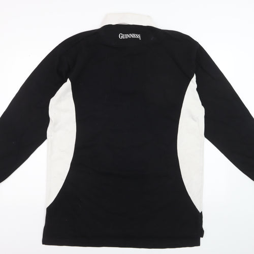Guinness Men’s Black White Long Sleeve Rugby Polo Shirt XL Cotton