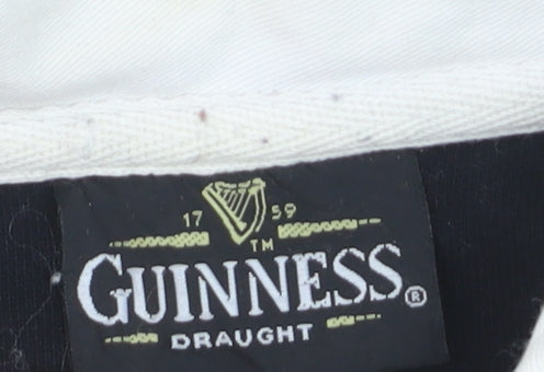 Guinness Men’s Black White Long Sleeve Rugby Polo Shirt XL Cotton