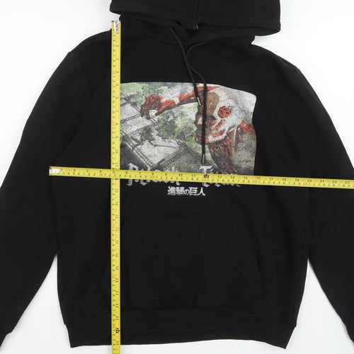 Bershka Men’s Black Attack on Titan Hoodie, Size M, Pullover Anime Graphic