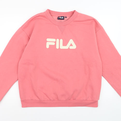 Fila Womens Pink Logo Pullover Sweatshirt Size L Casual Style