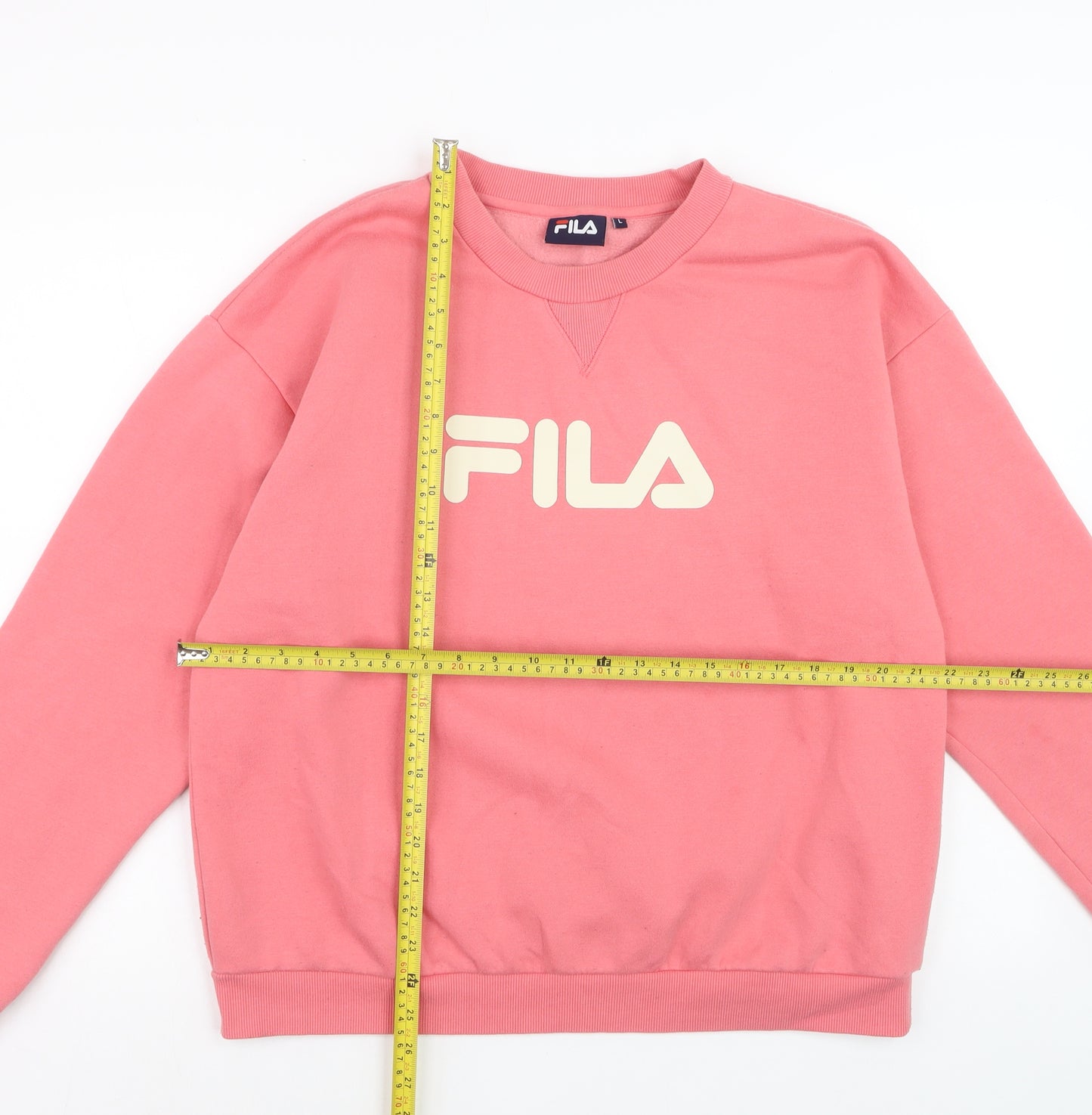 Fila Womens Pink Logo Pullover Sweatshirt Size L Casual Style