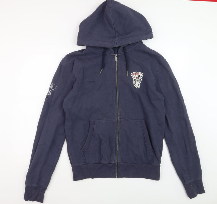 Superdry Womens Navy Blue Full Zip Hoodie Size L Cotton Blend