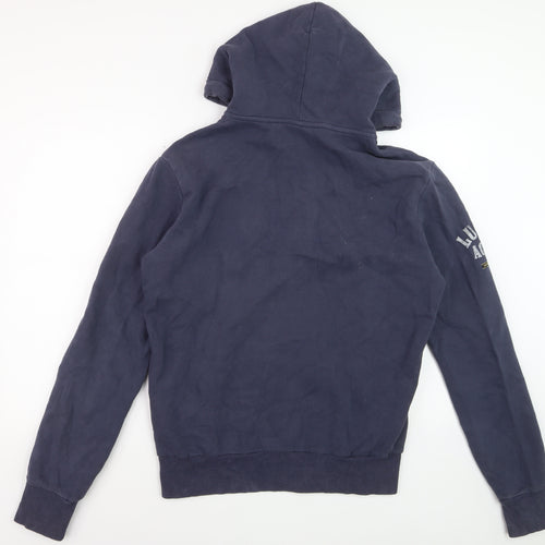 Superdry Womens Navy Blue Full Zip Hoodie Size L Cotton Blend