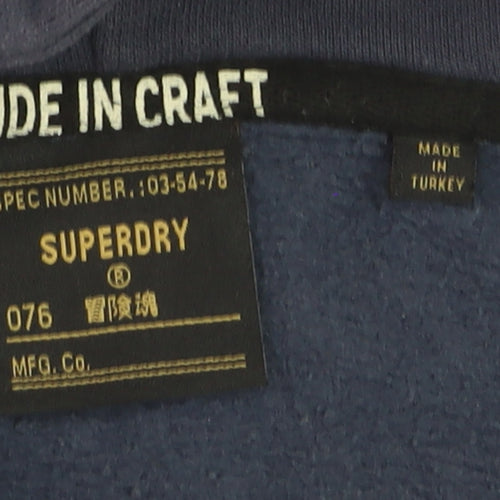 Superdry Womens Navy Blue Full Zip Hoodie Size L Cotton Blend