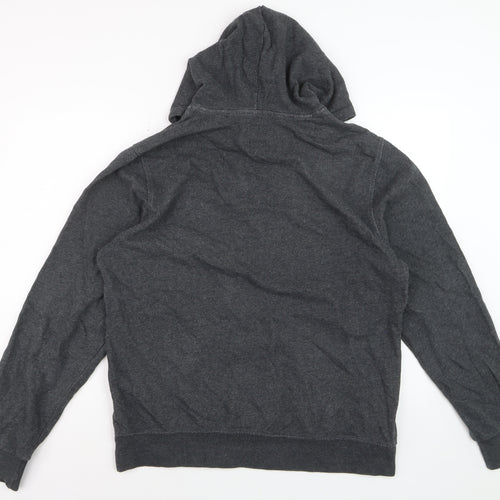 Element Men Grey Pullover Hoodie L Graphic Cotton Skate Sweatshirt