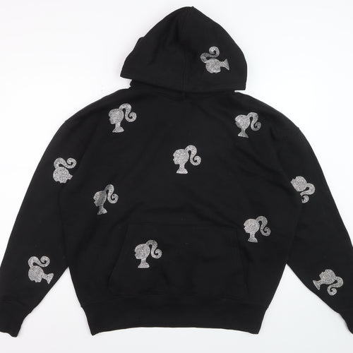 Barbie Womens Black UK 8 Pullover Hoodie with Rhinestone Accents
