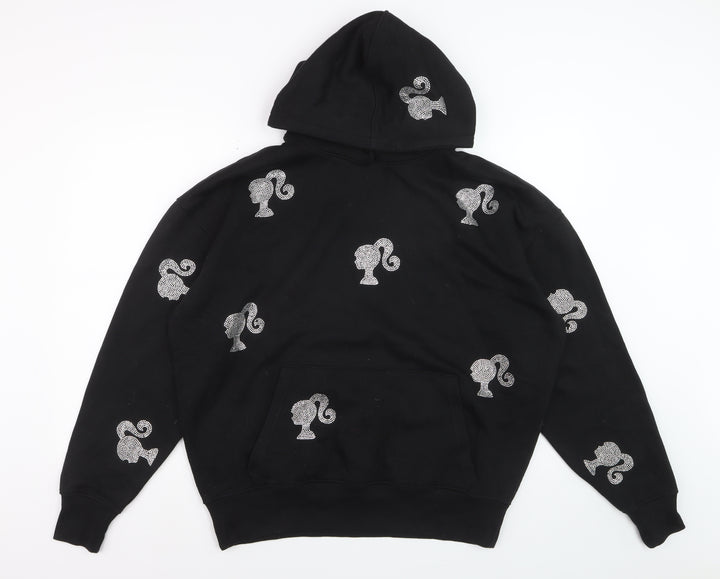 Barbie Womens Black UK 8 Pullover Hoodie with Rhinestone Accents