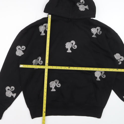 Barbie Womens Black UK 8 Pullover Hoodie with Rhinestone Accents