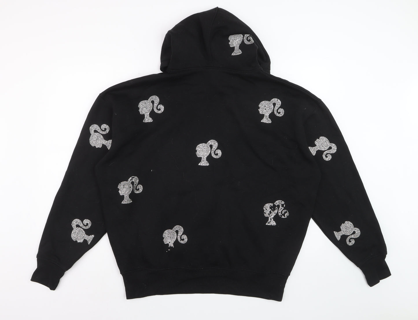 Barbie Womens Black UK 8 Pullover Hoodie with Rhinestone Accents