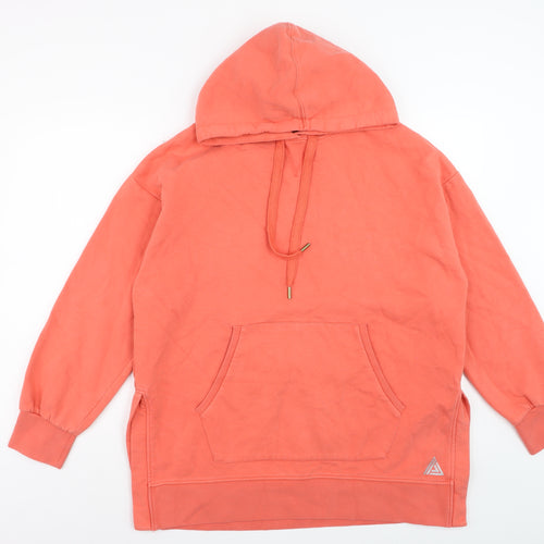 Next Womens Coral Orange Pullover Hoodie Size L Cotton Blend