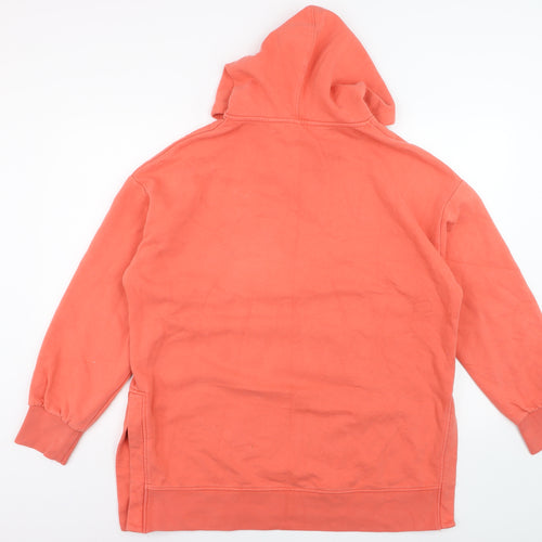 Next Womens Coral Orange Pullover Hoodie Size L Cotton Blend