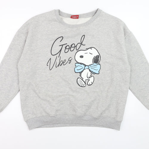 Peanuts Women Grey Snoopy Good Vibes Sweatshirt XL Casual