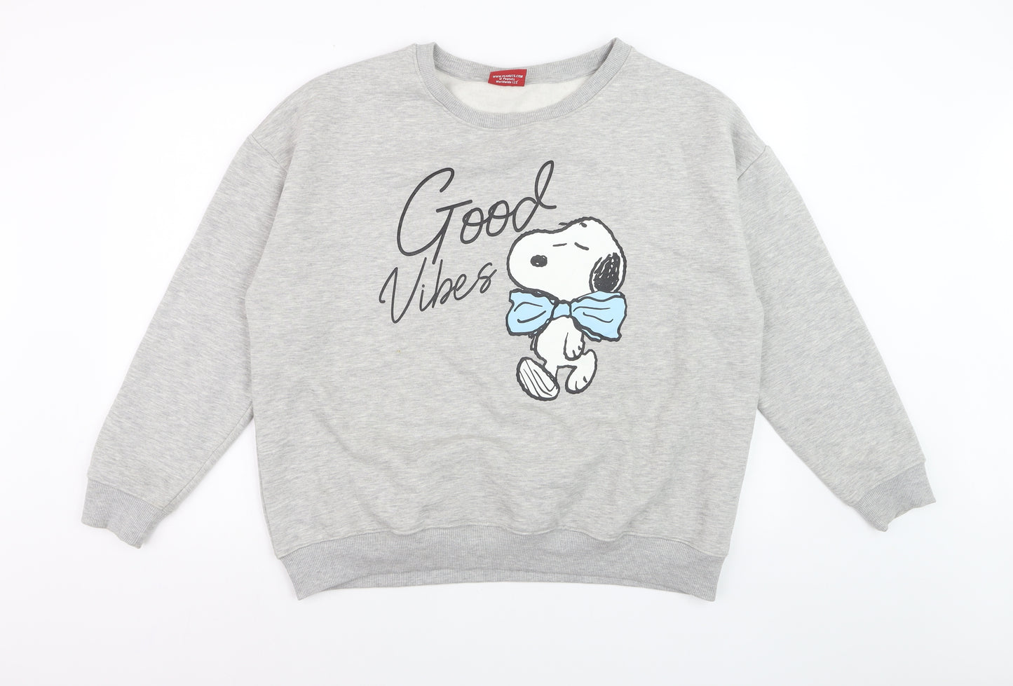 Peanuts Women Grey Snoopy Good Vibes Sweatshirt XL Casual