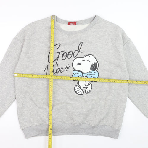Peanuts Women Grey Snoopy Good Vibes Sweatshirt XL Casual