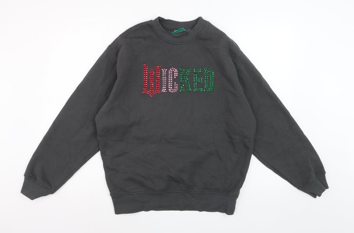 Primark Wicked Womens Black Rhinestone Pullover Sweatshirt XS