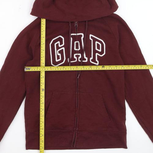 GAP Womens Burgundy Full Zip Hoodie Small Cotton Logo Casual
