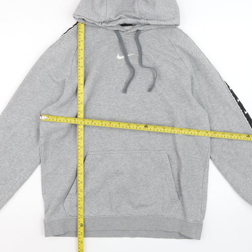 Nike Women Grey Hoodie Medium Pullover Sportswear Logo Tape Trim