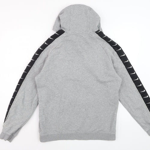 Nike Women Grey Hoodie Medium Pullover Sportswear Logo Tape Trim