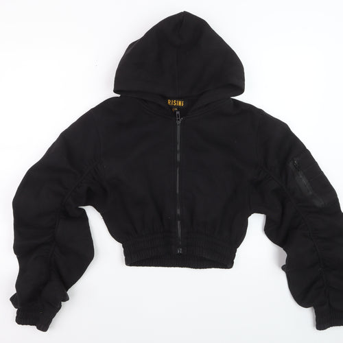 Rising Women's Black Cropped Full Zip Hoodie S/M