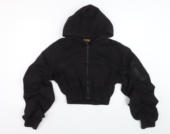 Rising Women's Black Cropped Full Zip Hoodie S/M