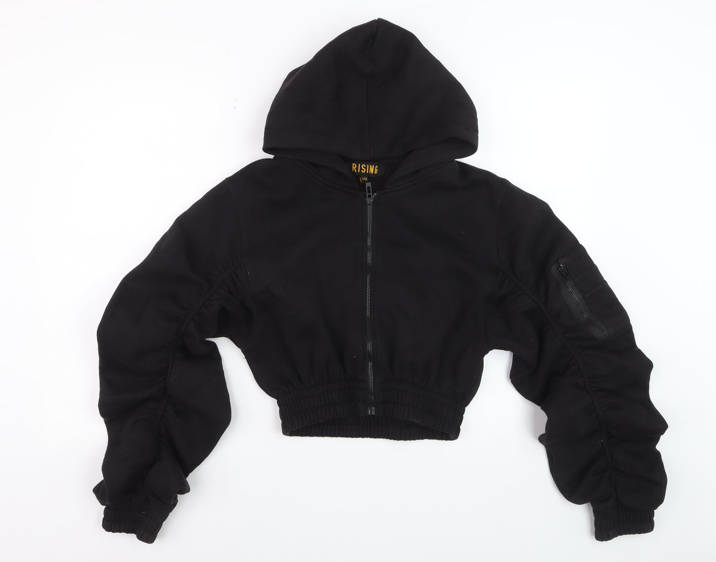 Rising Women's Black Cropped Full Zip Hoodie S/M