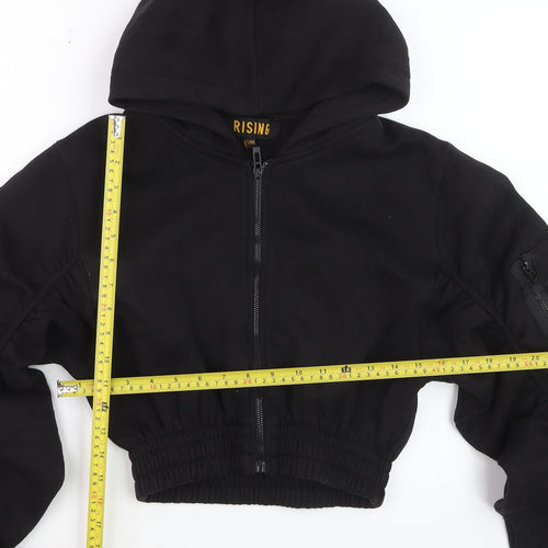 Rising Women's Black Cropped Full Zip Hoodie S/M