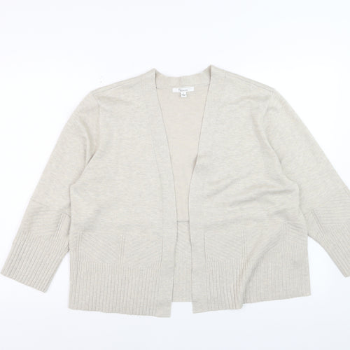 89th + Madison Women Beige Knit Cardigan Size L V-Neck Long Sleeve