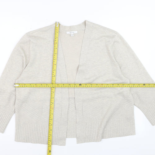 89th + Madison Women Beige Knit Cardigan Size L V-Neck Long Sleeve