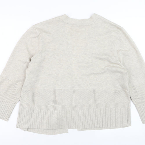89th + Madison Women Beige Knit Cardigan Size L V-Neck Long Sleeve