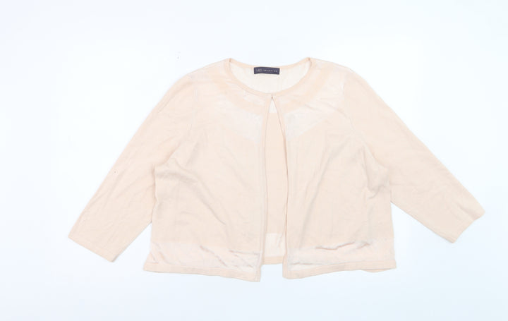 Marks and Spencer Women’s Beige 3/4 Sleeve Open Knit Cardigan Size 18