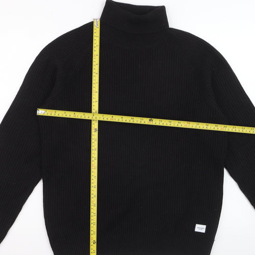 Jack & Jones Men’s Black Roll Neck Ribbed Knit Jumper Size M